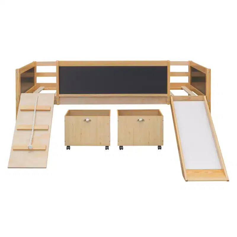 78.5Lx79.2'W Lit Mezzanine pour Lit Simple Design Moderne en Bois avec Deux Rangement