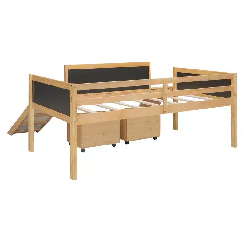 78.5Lx79.2'W Lit Mezzanine pour Lit Simple Design Moderne en Bois avec Deux Rangement