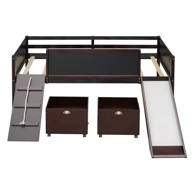 78.5Lx79.2'W Lit Mezzanine pour Lit Simple Design Moderne en Bois avec Deux Rangement