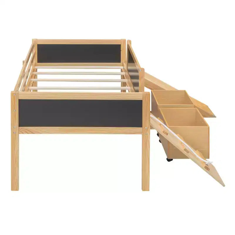 78.5Lx79.2'W Lit Mezzanine pour Lit Simple Design Moderne en Bois avec Deux Rangement