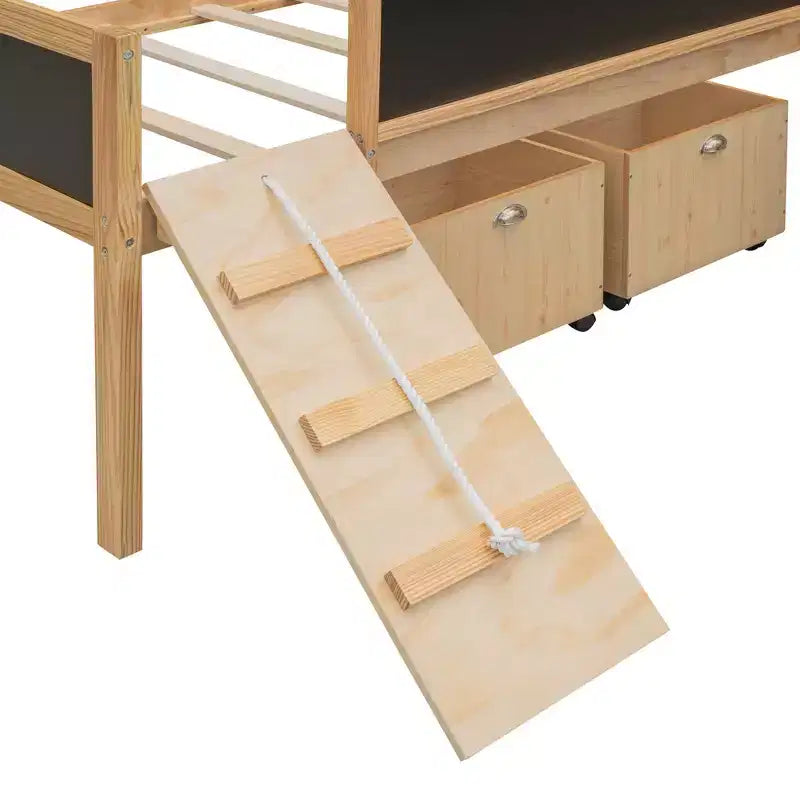 78.5Lx79.2'W Lit Mezzanine pour Lit Simple Design Moderne en Bois avec Deux Rangement