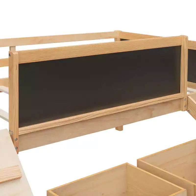 78.5Lx79.2'W Lit Mezzanine pour Lit Simple Design Moderne en Bois avec Deux Rangement