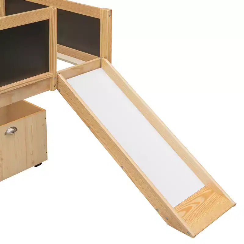 78.5Lx79.2'W Lit Mezzanine pour Lit Simple Design Moderne en Bois avec Deux Rangement