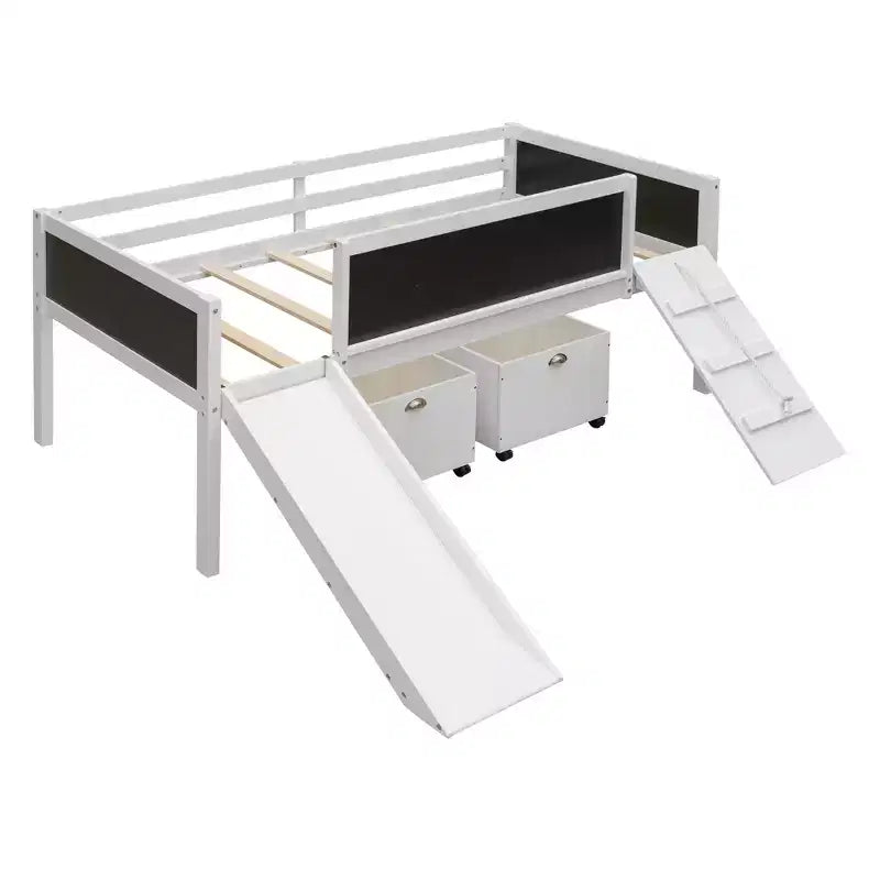 78.5Lx79.2'W Lit Mezzanine pour Lit Simple Design Moderne en Bois avec Deux Rangement