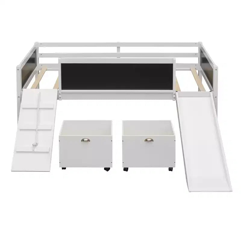 78.5Lx79.2'W Lit Mezzanine pour Lit Simple Design Moderne en Bois avec Deux Rangement