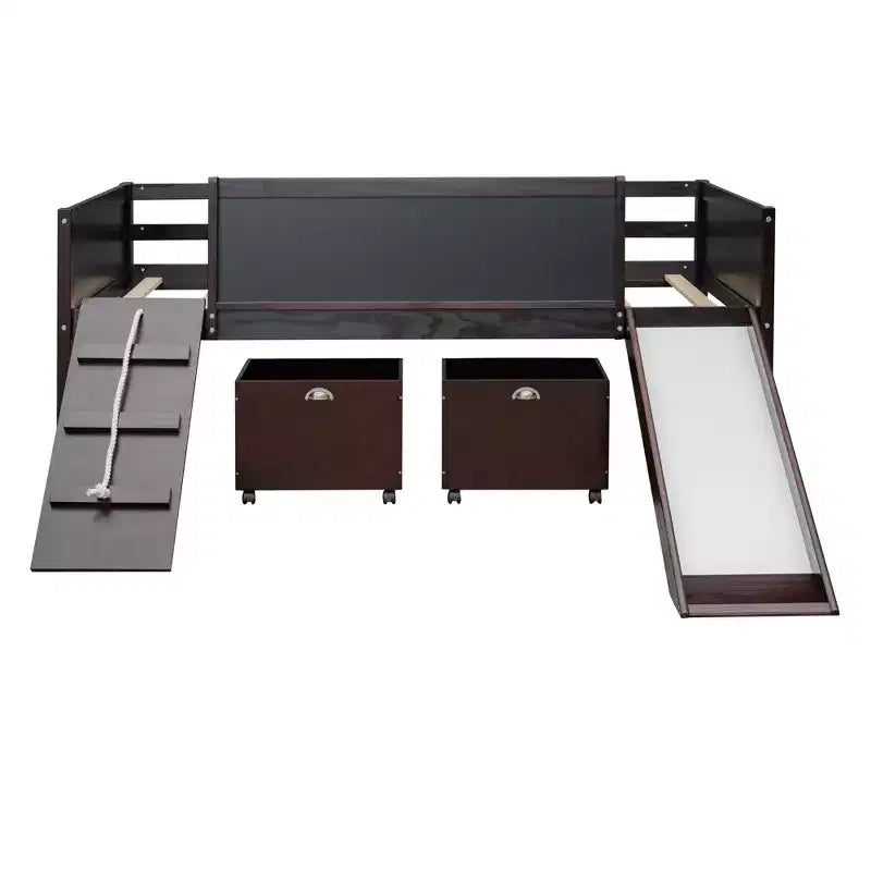 78.5Lx79.2'W Lit Mezzanine pour Lit Simple Design Moderne en Bois avec Deux Rangement