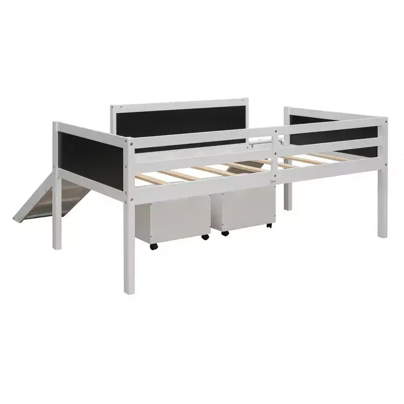 78.5Lx79.2'W Lit Mezzanine pour Lit Simple Design Moderne en Bois avec Deux Rangement