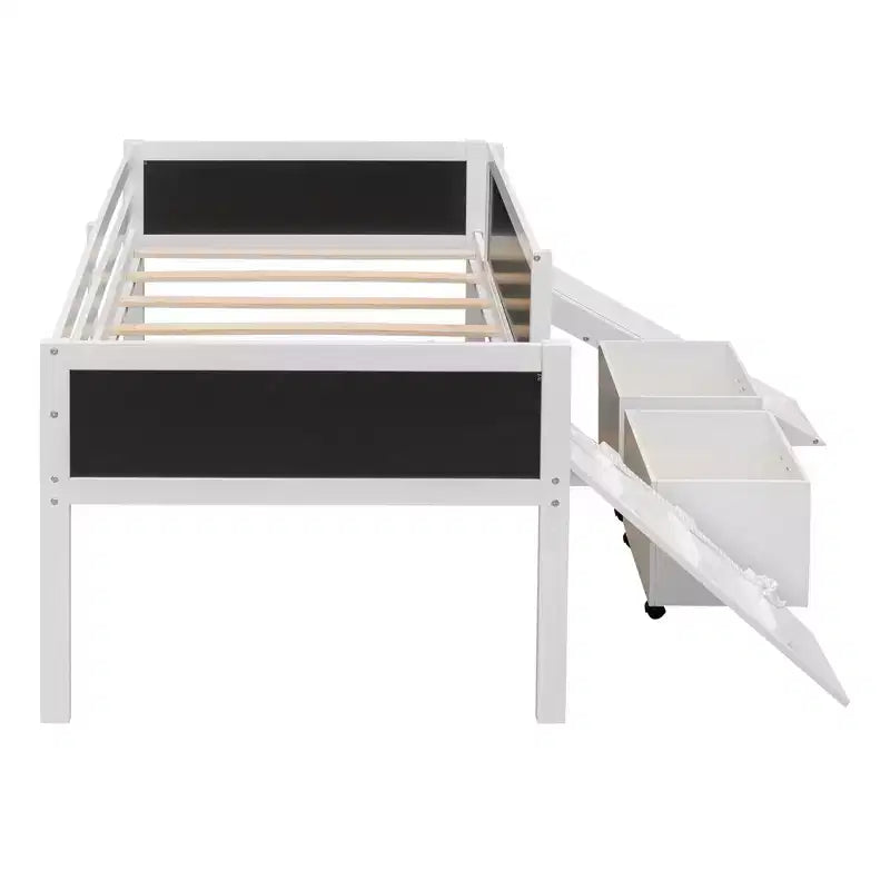 78.5Lx79.2'W Lit Mezzanine pour Lit Simple Design Moderne en Bois avec Deux Rangement