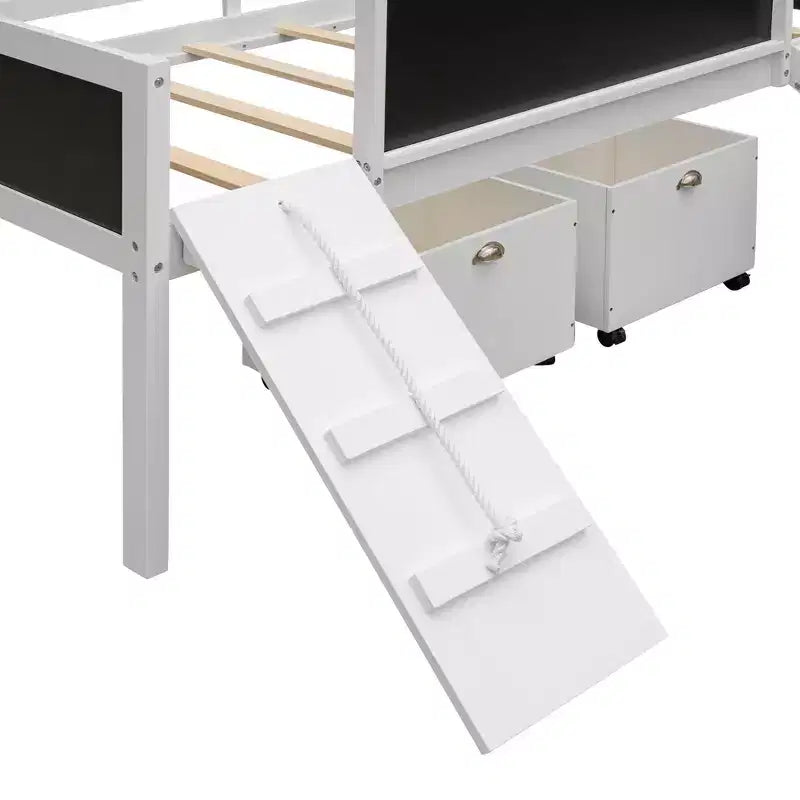 78.5Lx79.2'W Lit Mezzanine pour Lit Simple Design Moderne en Bois avec Deux Rangement