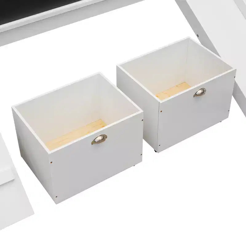 78.5Lx79.2'W Lit Mezzanine pour Lit Simple Design Moderne en Bois avec Deux Rangement