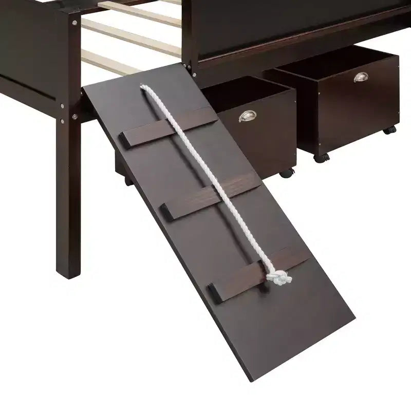 78.5Lx79.2'W Lit Mezzanine pour Lit Simple Design Moderne en Bois avec Deux Rangement