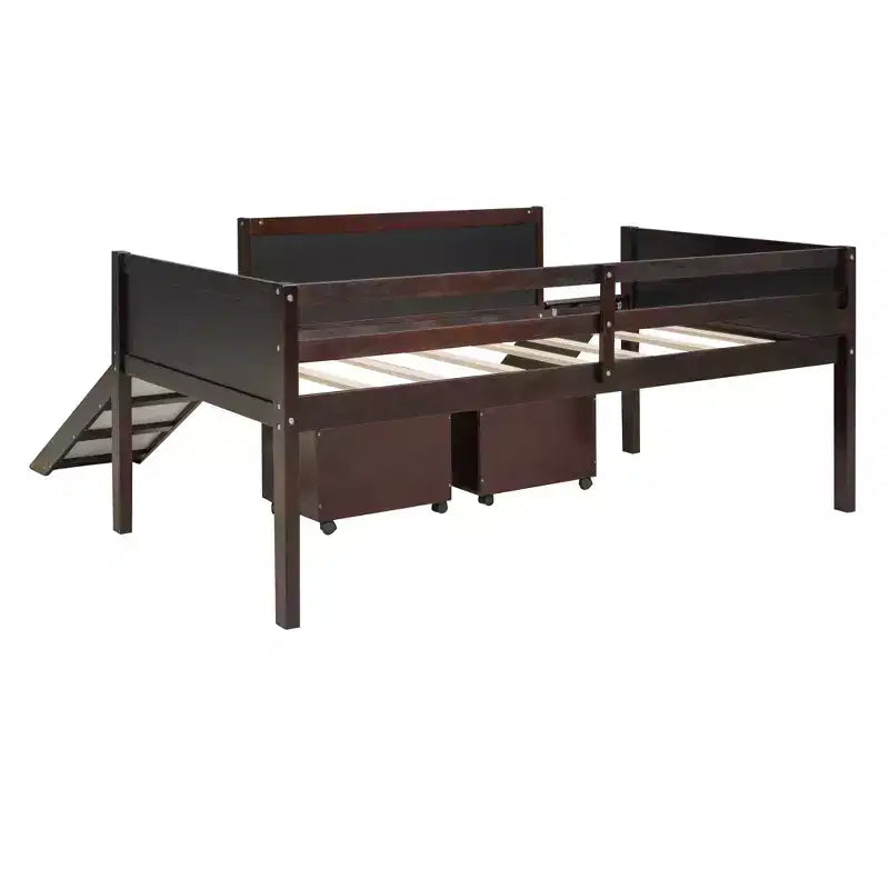 78.5Lx79.2'W Lit Mezzanine pour Lit Simple Design Moderne en Bois avec Deux Rangement