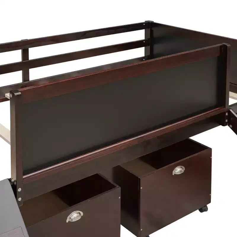 78.5Lx79.2'W Lit Mezzanine pour Lit Simple Design Moderne en Bois avec Deux Rangement