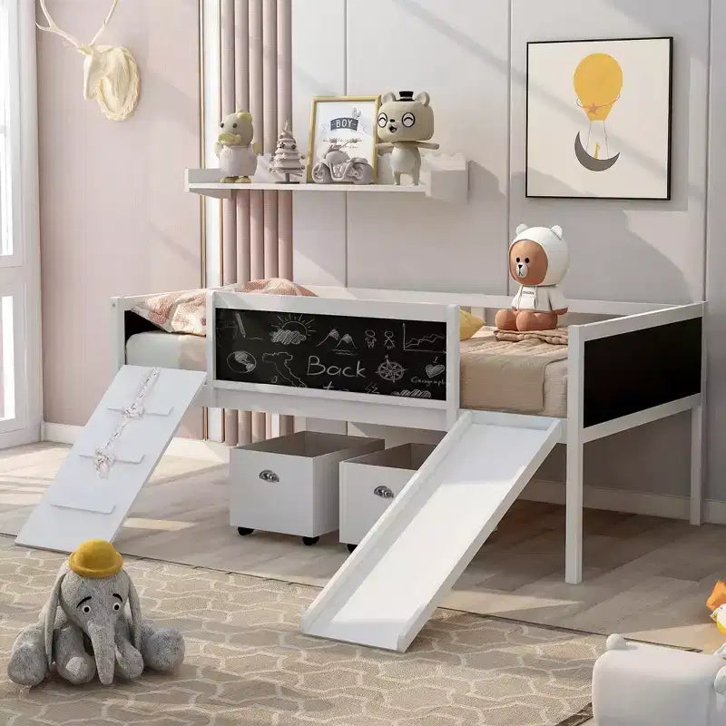 78.5Lx79.2'W Lit Mezzanine pour Lit Simple Design Moderne en Bois avec Deux Rangement