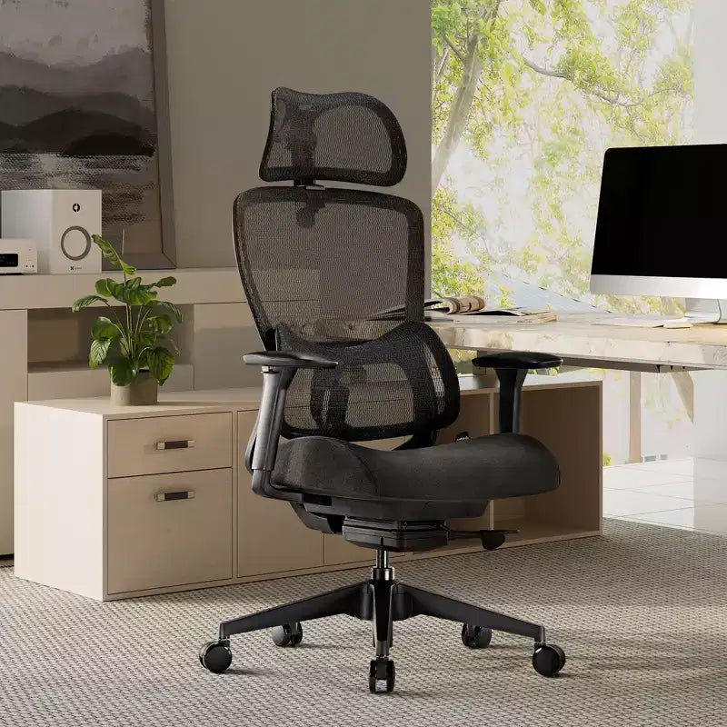 Chaise de bureau lombaire réglable avec support ergonomique et accoudoirs relevables
