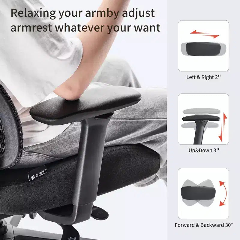 Chaise de bureau lombaire réglable avec support ergonomique et accoudoirs relevables
