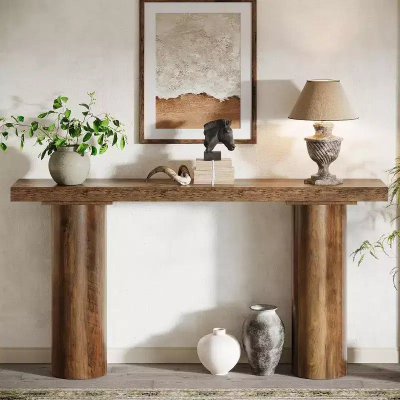63 Long Narrow Wood Console Table