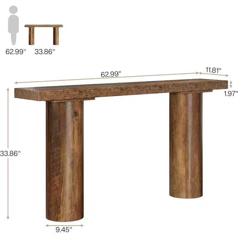 63 Long Narrow Wood Console Table