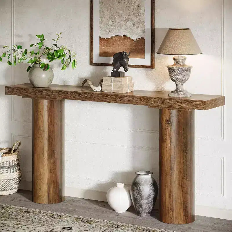 63 Long Narrow Wood Console Table