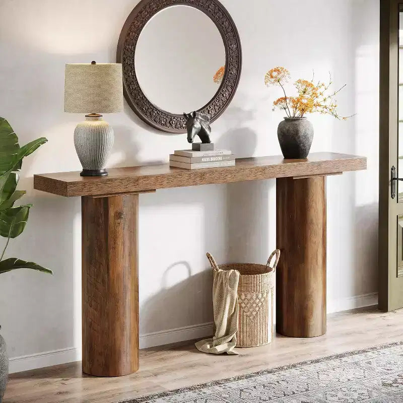 63 Long Narrow Wood Console Table