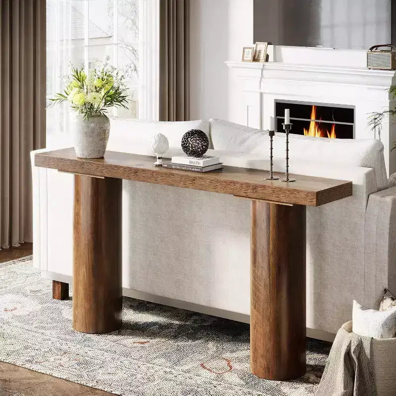 Console étroite en bois de 63 pouces