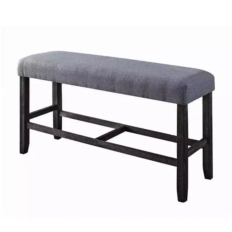 Simple Relax Fabric Counter Height Bench in Grey and Weathered Espresso