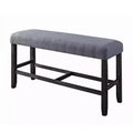 Simple Relax Fabric Counter Height Bench in Grey and Weathered Espresso