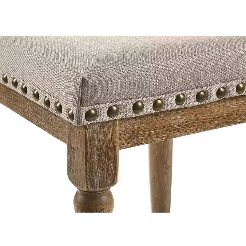 of 2 Fabric Upholstered Counter Height Stools in Weathered Oak and Beige
