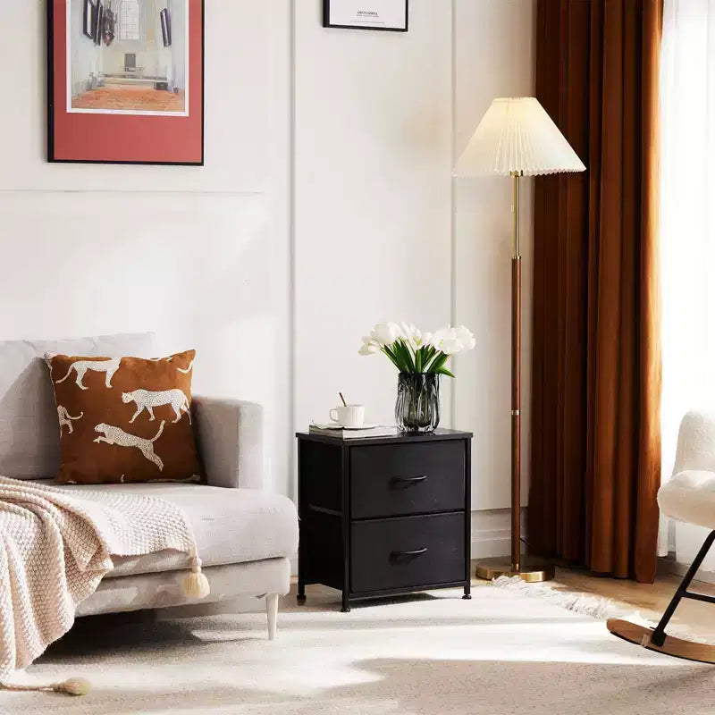 Commode de rangement à 7 tiroirs avec cadre en métal et plateau en bois – Organiseur de chambre