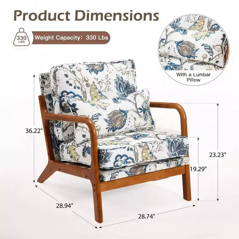 Fauteuil d'appoint en bois avec dossier haut, revêtement en similicuir et accoudoirs ergonomiques