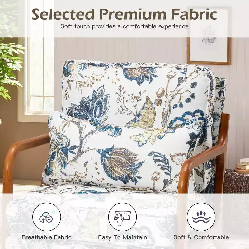 Fauteuil d'appoint en bois avec dossier haut, revêtement en similicuir et accoudoirs ergonomiques