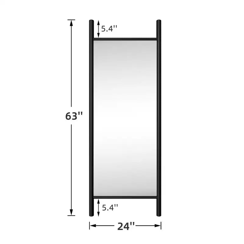 Miroir rectangulaire psyché en bois avec bordure noire 160x60x2cm