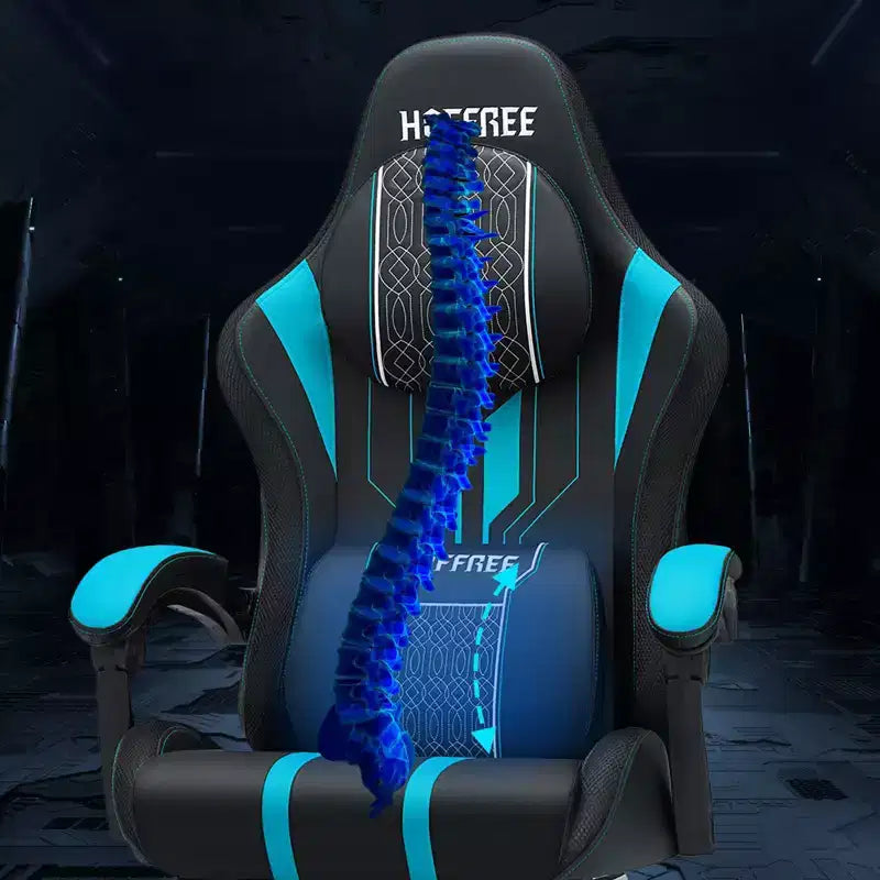 Chaise de bureau ergonomique avec repose-pieds, soutien lombaire réglable et dossier inclinable
