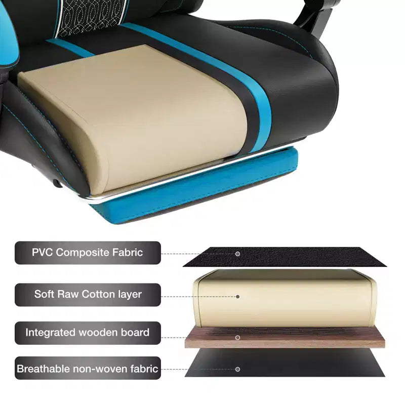 Chaise de bureau ergonomique avec repose-pieds, soutien lombaire réglable et dossier inclinable