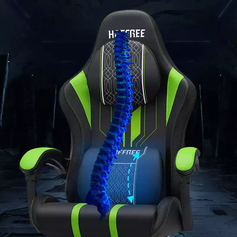 Chaise de bureau ergonomique avec repose-pieds, soutien lombaire réglable et dossier inclinable