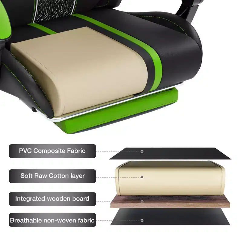 Chaise de bureau ergonomique avec repose-pieds, soutien lombaire réglable et dossier inclinable