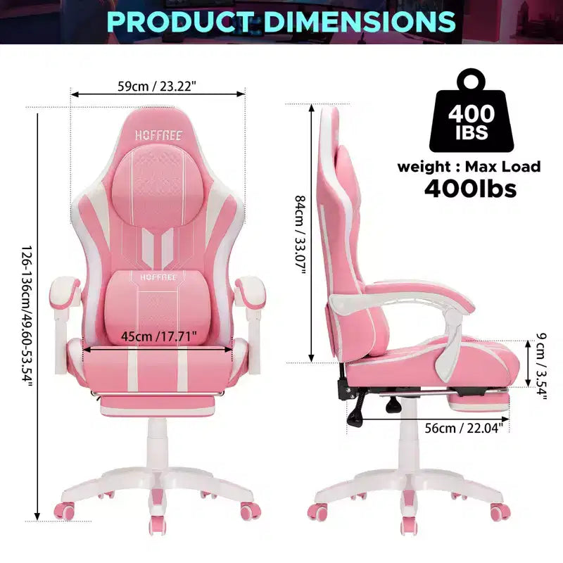 Chaise de bureau ergonomique avec repose-pieds, soutien lombaire réglable et dossier inclinable