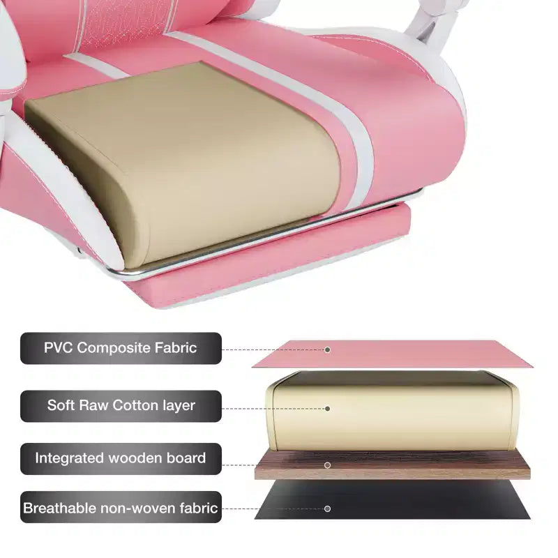 Chaise de bureau ergonomique avec repose-pieds, soutien lombaire réglable et dossier inclinable