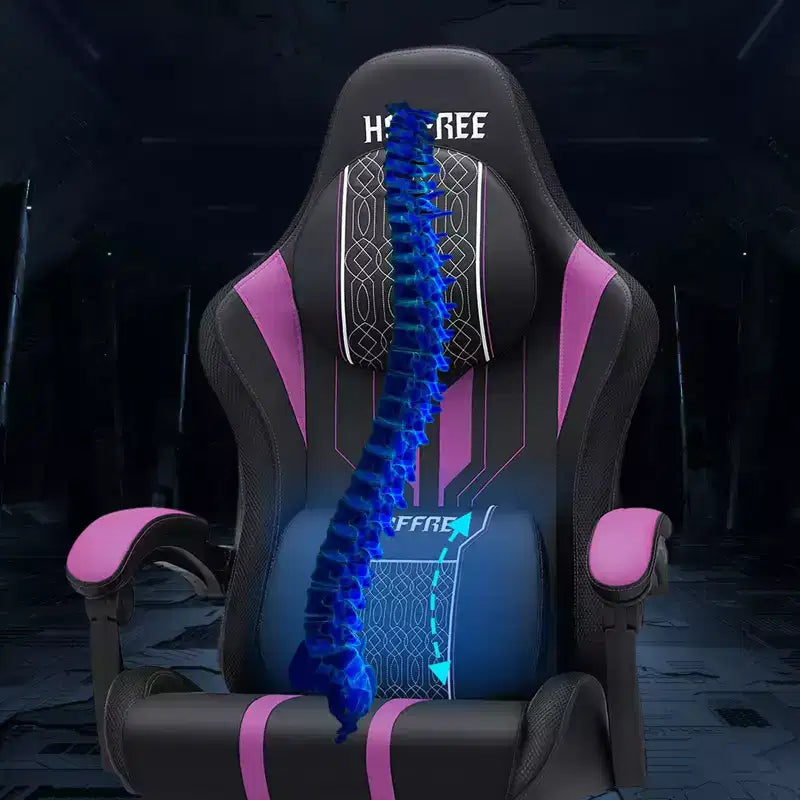 Chaise de bureau ergonomique avec repose-pieds, soutien lombaire réglable et dossier inclinable