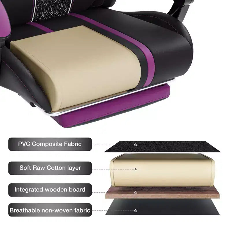 Chaise de bureau ergonomique avec repose-pieds, soutien lombaire réglable et dossier inclinable