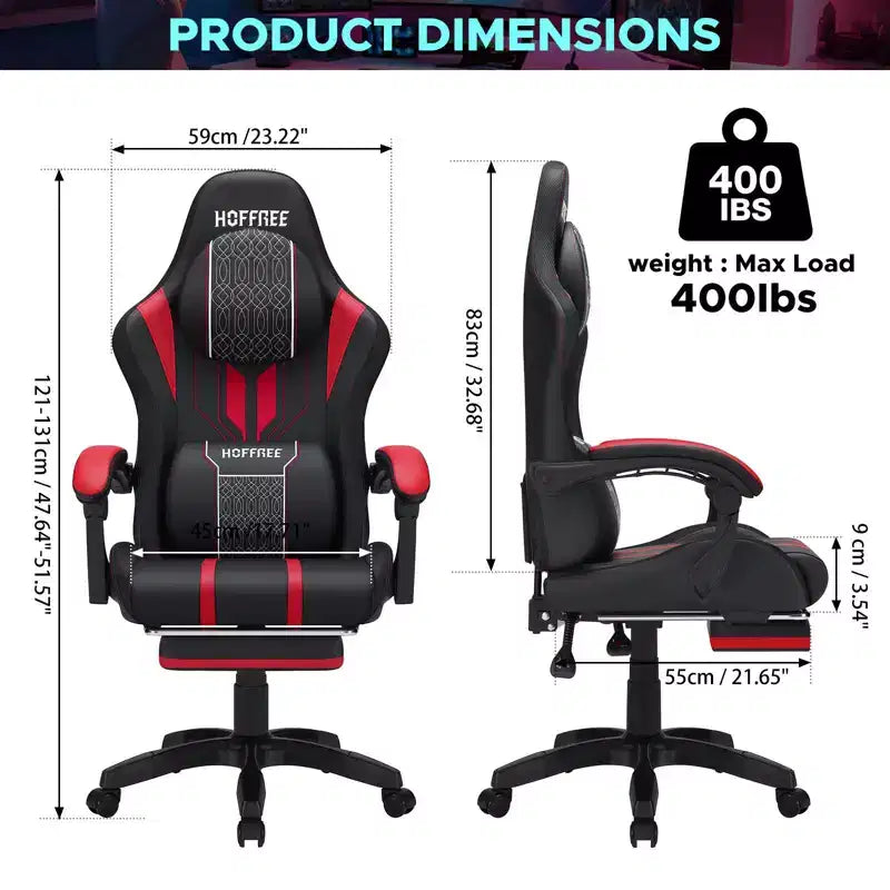 Chaise de bureau ergonomique avec repose-pieds, soutien lombaire réglable et dossier inclinable