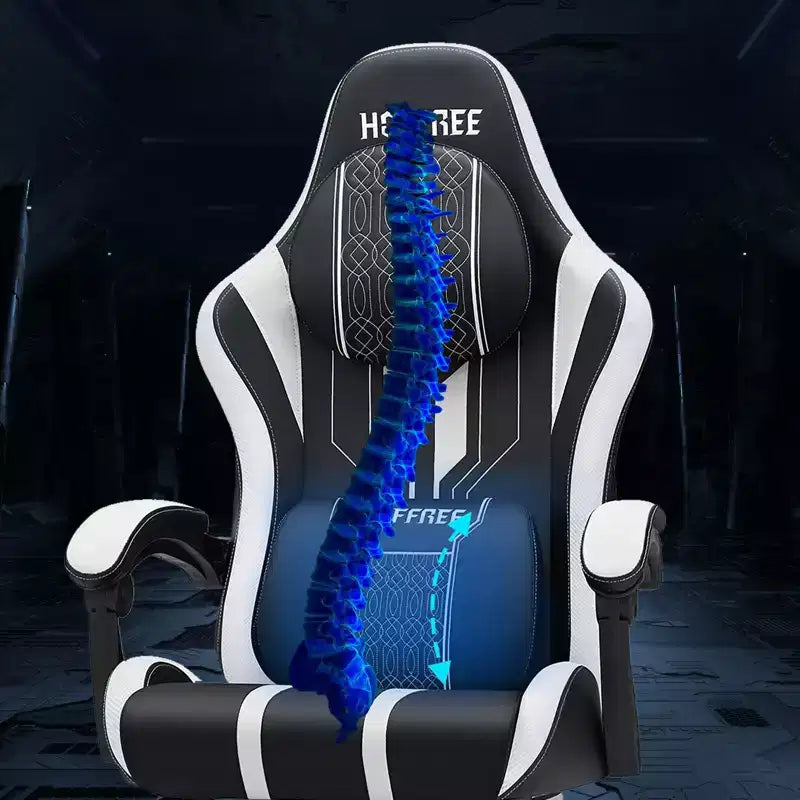 Chaise de bureau ergonomique avec repose-pieds, soutien lombaire réglable et dossier inclinable