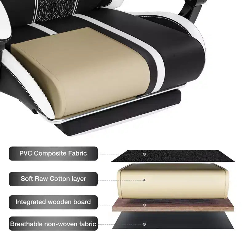 Chaise de bureau ergonomique avec repose-pieds, soutien lombaire réglable et dossier inclinable