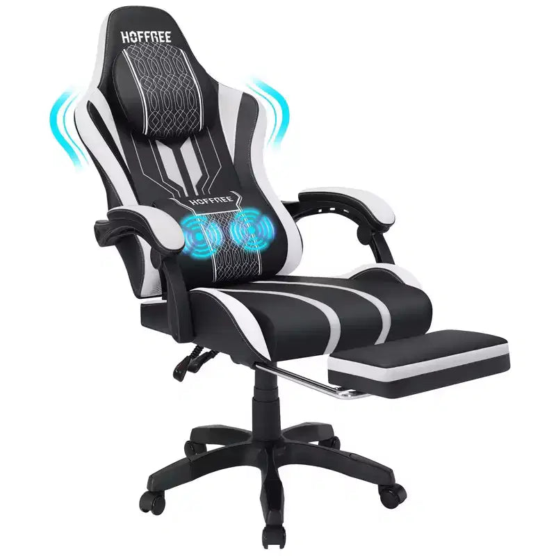 Chaise de bureau ergonomique avec repose-pieds, soutien lombaire réglable et dossier inclinable