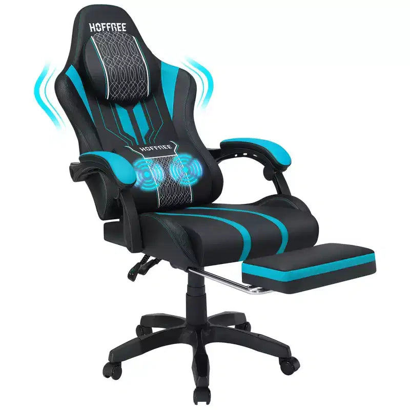 Chaise de bureau ergonomique avec repose-pieds, soutien lombaire réglable et dossier inclinable