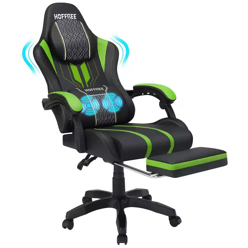 Chaise de bureau ergonomique avec repose-pieds, soutien lombaire réglable et dossier inclinable