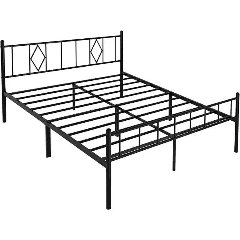 Base de lit à plateforme en métal classique, de 35,56 cm de hauteur, avec espace de rangement sous le lit / Pas besoin de
