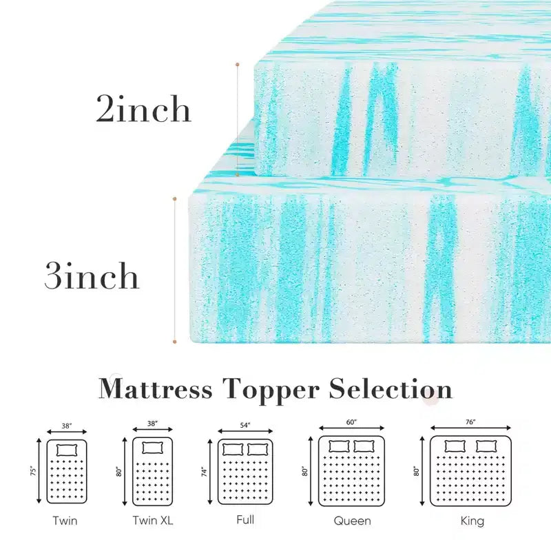3 pouces Grand lit Découvrez un confort optimal avec notre matelas souple bleu en mousse à mémoire de forme
