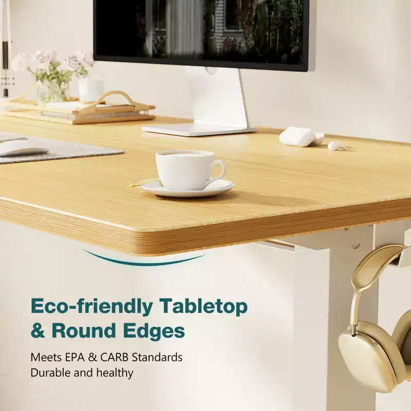 Bureau moderne réglable avec support métallique en T – Table d'écriture à hauteur réglable
