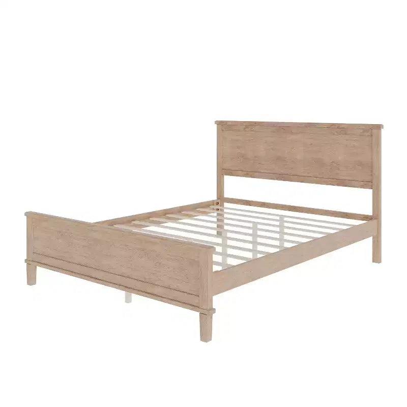Bed Frame with Upholstered Headboard and Wood Slat Support – No Box Spring Required